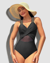 One Piece Swimsuit V Neck Sling Gauze Swimwear