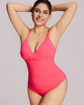Sculpting Ruched Cross-Front One-Piece Swimsuit