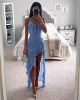 V Neck Ruffle Dress
