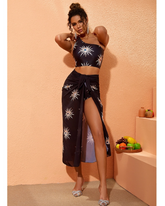 One Shoulder Printed Bikini Swimsuit and sarong