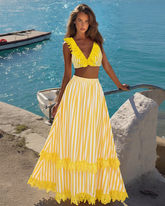 V-neck Yellow Stripes Swimsuit Set(s)