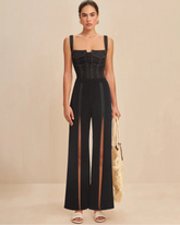 Black Pocket One Piece Swimsuit and Slit Pant