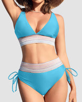 High Waisted Tummy Control Color Block Bikini Sets