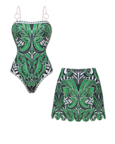 Butterfly Printed One Piece Swimsuit and Skirt or Pants
