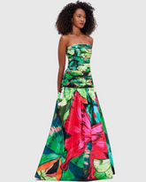 Butterfly Printed One Piece Swimsuit and Skirt