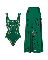 Vibecurve® Fashionable And Sexy Hollow Pattern One-Piece Swimsuit Set
