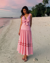 Bowknot Striped Print One Piece Swimsuit and Skirt