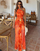 Orange Lily Print One Piece purple (Multiple ways to wear)