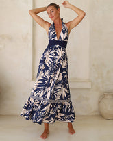 V Neck Leaves Print One Piece Swimsuit and Pants/Skirt