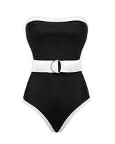 Bandeau Color Block One Piece Swimsuit