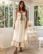 Sling Ruffle Sweet Midi Dress