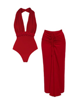 3D Flower One Piece Swimsuit and sarong