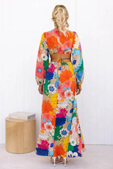 Puff Sleeve Blossom Printed Dress
