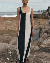 Color Block Cotton and Linen Dress