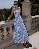 Ruffle Striped Print One Piece Swimsuit and Skirt