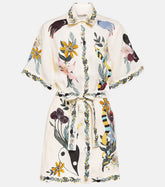 Lace Up Printed Short Slevees Mini Dress