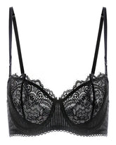 Women's Sexy Lace Push Up Plus Size Bra Sheer Balconette Underwire Unlined