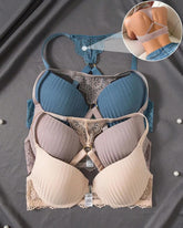 Front Close Lace Underwire Push-Up Bras(3pcs)