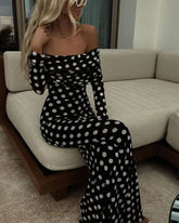 Off Shoulder Polka-Dot Dress