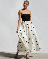 Bandeau Polka Dot Print Dress