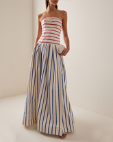 Bandeau Striped Print Sling Maxi Dress