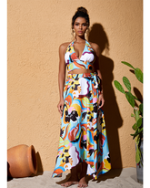 Color Block Halter Bikini Swimsuit and Skirt Flaxmaker