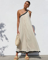 Oblique Shoulder Maxi Dress