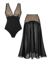 V Neck Lace Cutout Swimsuit Set(s)