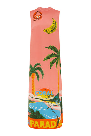 Vacation Sleveeless Jungle Printed Dress