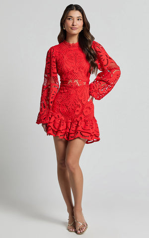 Lantern Long Sleeve Lace Dress