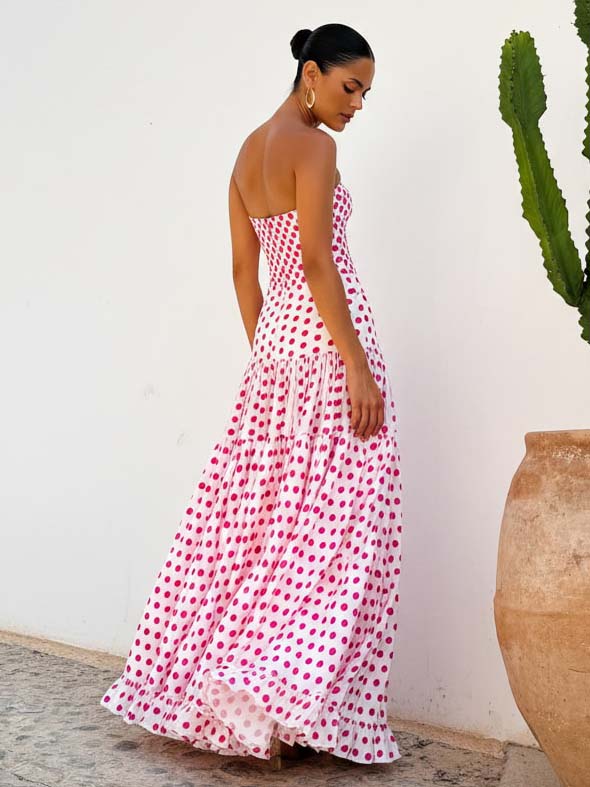 Bowknot Polka Dot Print One Piece Swimsuit and Skirt	