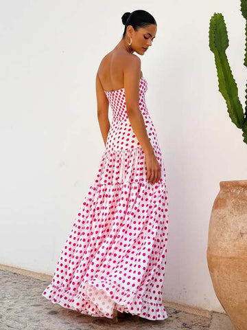 Bowknot Polka Dot Print One Piece Swimsuit and Skirt	