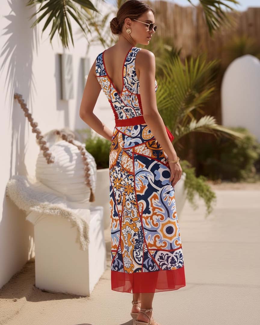 V Nack Printed One Piece purple Flaxmaker	
