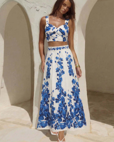 Printed Bikini Swimsuit and Skirt