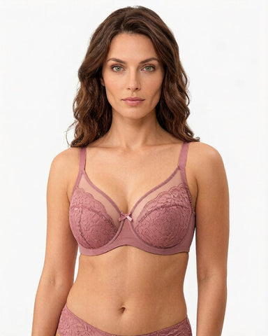 Floral lace shaping plus size bra