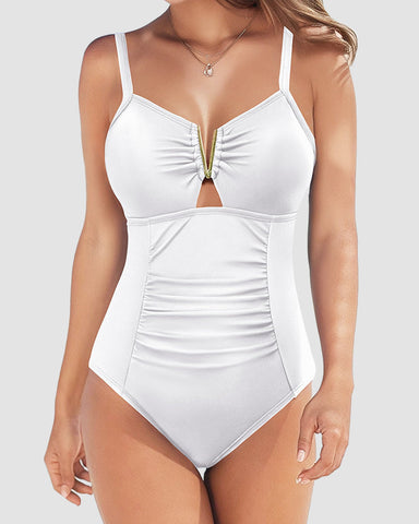 V-neck Tummy Control One Piece  Swimsuit