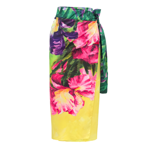 Yellow Oil Painting Flower Print purple	