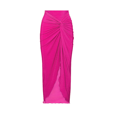 Mesh Hollow Long-sleeved Net Yarn Splicing One Piece Swimsuit and sarong
