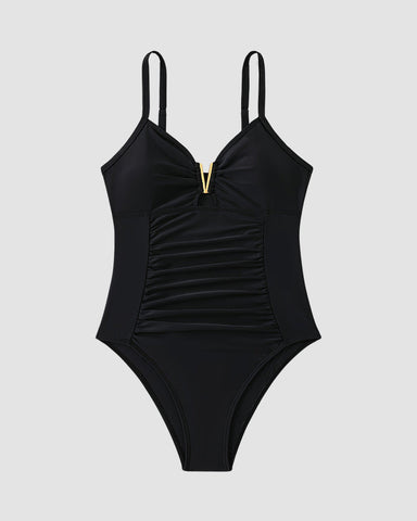 V-neck Tummy Control One Piece  Swimsuit