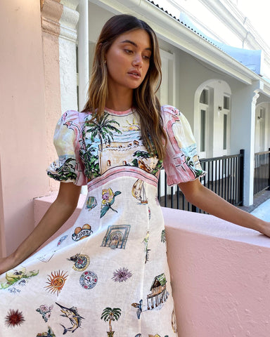 Puff sleeve Graffiti Printed Dress