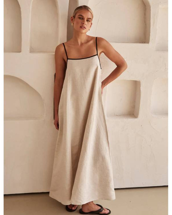 Sling Solid Color Holiday Dress