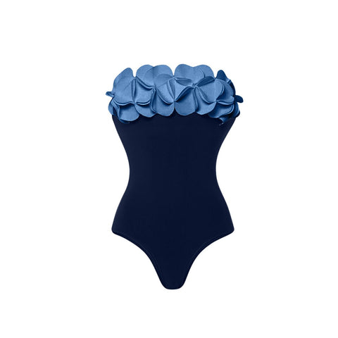 Bandeau 3D Flower One Piece Swimsuit and Skirt
