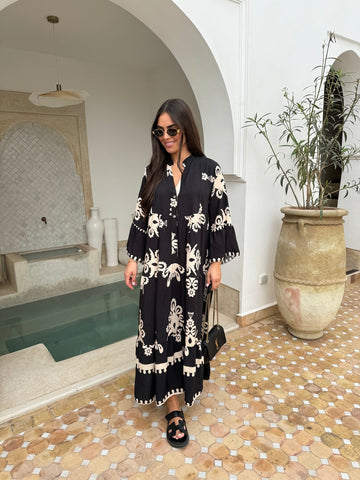 V Neck Printed Shirt Dress