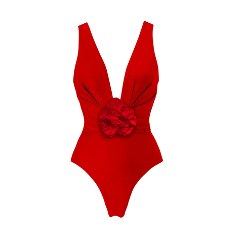 Halter 3D Flower One Piece Swimsuit and Skirt