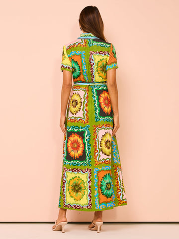 Short Slevees Graffiti Printed Dress