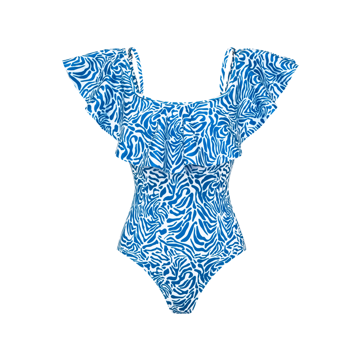 Ruffle Printed One Piece Swimsuit and Skirt	