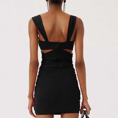 Black 3D Flower Cutout One Piece Swimsuit and Skirt
