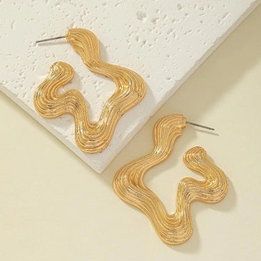Metal Texture Geometric Irregular Earrings