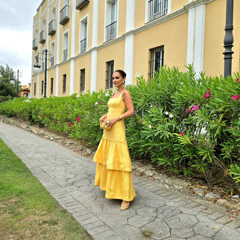 Sling Ruffle Elegant Yellow Dress