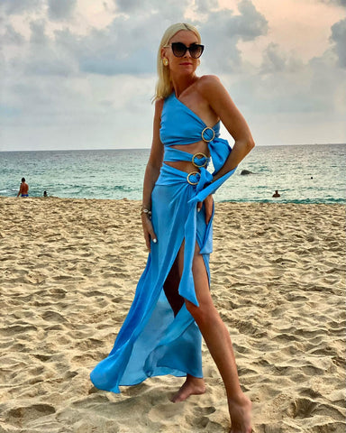Oblique Shoulder Cutout Dress